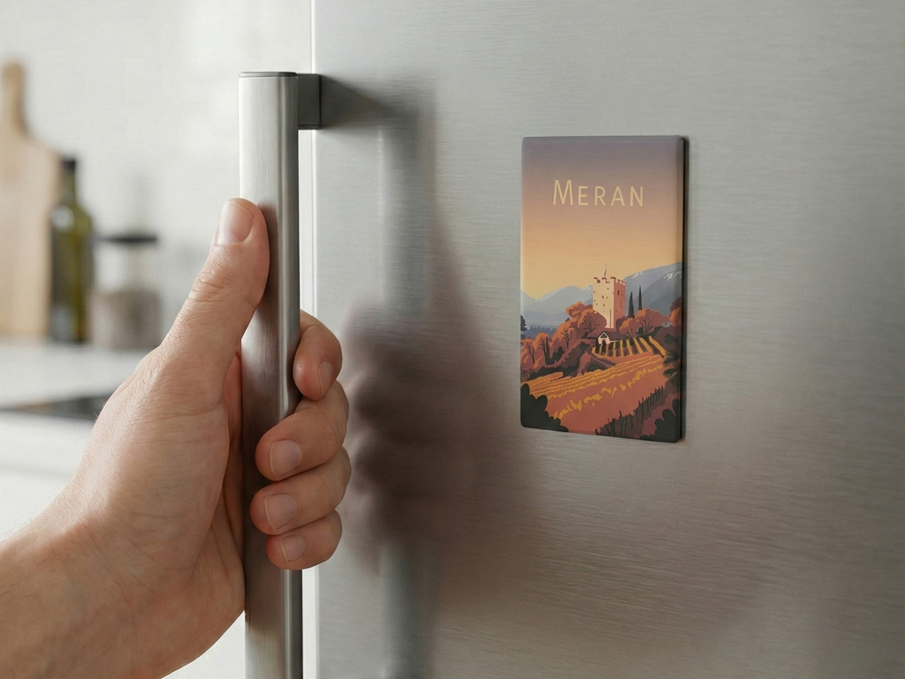 Designmagnet am Kühlschrank